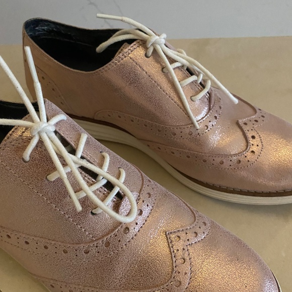 Cole Haan Original Grand Rose Gold Wingtip Oxfords Lightweight Size 8B RRP $180 - Picture 8 of 10